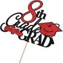 8th Grade Grad Cake TopperClass Of 2026 Graduation Decorations | Straight Outta 8th Grade Cake TopperBoy Girl Kids Eighth Grade Graduation Party Decoration Supplies Black Red