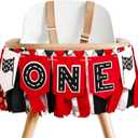 Racing Car ONE High Chair Banner - Racing Car First Birthday Party Decorations For Baby,Fast One Birthday Party Decor