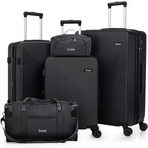 Expandable Luggage Sets 5 Piece, Suitcases with Detachable Wheels, ABS Hard Case Luggage with TSA Lock Spinner Wheels, Carry On Luggage Set