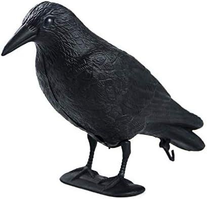 GUGULUZA Crow Decoys Full Body Plastic Crow Decoy for Hunting, Black Flocked Crow Decoy w/Feet Stake for Halloween Decor Yard Garden Decoration