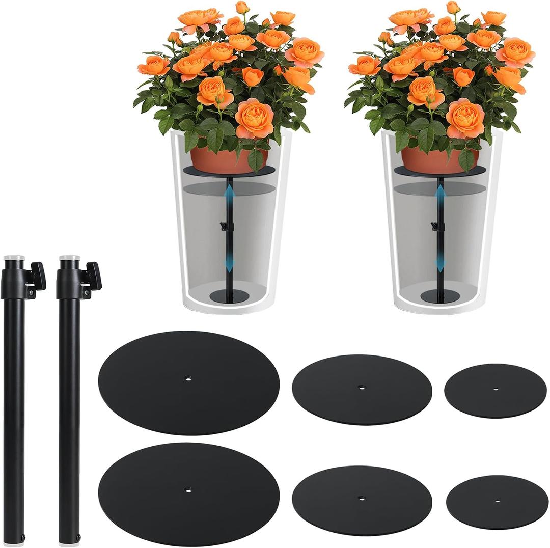 Adjustable Plant Risers for Inside Pots, 11-20" Rise Planter Insert Filler for Large Pots, Plant Lift Inserts Pot Risers for Indoor Outdoor Tall Taper Planter Container (6" 8" 10" Base Top, Set of 2), 11-20 Inch 2 Pack