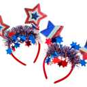 2Pcs 4th of July Headband Patriotic Hair Accessories Red White Blue American Flag Headbands for Women Kids Fourth of July Independence Day USA Patriotic Memorial day Decorations