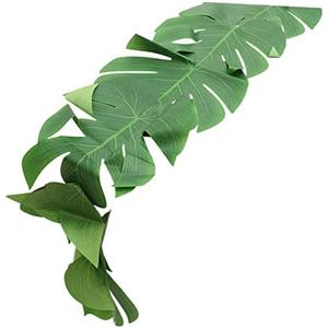 VINTORKY Party Table Cloth Simulation Palm Leaf Table Runner for Dining Camping Tropical Table Decoration for Theme Parties 2Pack