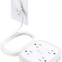 NUTICT Power Strip with USB C, Flat Plug Surge Protector, 8 Widely-Spaced Outlets & 4 USB (2 USB C), 5ft Extension Cord with Multiple Outlets, Travel Power Strip, 1700J, Compact for Home Office