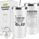 Golf Father's Day Gifts for Dad, 20 Oz Best Dad Golf Coffee Tumbler Cup Stainless Steel Mug with Straw, Lid and Keychain Set for Him Men Husband Boyfriend Father's Day Gift Christmas Gifts
