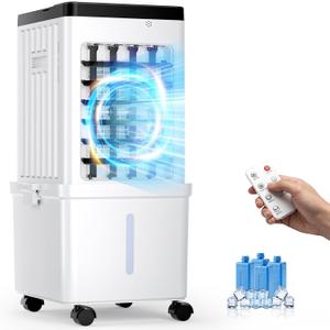 Swamp Cooler, Portable Air Conditioners with 3 wind Modes, 3 Speeds, 3.5-Gallon Water Tank for Evaporative Air Cooler Long Cooling, 45 dB Windowless Air Conditioner 120 Oscillation 4 Ice Packs