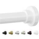 Shower Curtain Rod, 1" Diameter Heavy Duty Tension Shower Rod, Non Slip Adjustable 28-46 inch No Drilling Shower Curtain Rods Spring Tension For Bathroom, Shower Stall, No Rust, White