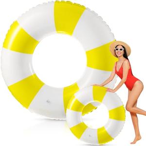 1 Pcs Jumbo Pool Floats 30 Inch Swimming Ring Striped Pool Rings Inflatable Tube Pool Tube for Adult Swimming Pool Summer Beach Bachelorette Wedding Party Decor