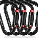 Auto Locking Carabiner Heavy Duty Carabiner 25kN UIAA Certified Climbing Carabiner Climbing Equipment Safety Carabiners for Rappelling, Hammocks, Rescue, Dog Leash, Swing Black