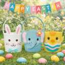 Easter Basket for Kids, Large Cute Animal Gift Basket with Premium Packaging for Egg Hunt, Candy & Toy Gifts, Nursery Toy Storage, Photo Prop & Spring Decorations (Bee Yellow)