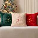 DFXSZ Christmas Pillow Covers 18x18 Yellow Lanterns Red Christmas Tree Decoration Soft Plush Faux Fur Jacquard Throw Pillows for Bedroom Sofa Holiday Festivals Winter Home Decor PTK065B18