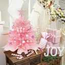 Wangchao Craft 20" Mini Pink Christmas Tree Table Top Artificial Xmas Tree Small Christmas Tree with Lights, Star Treetop and Balls, Tabletop for Girls Rooms