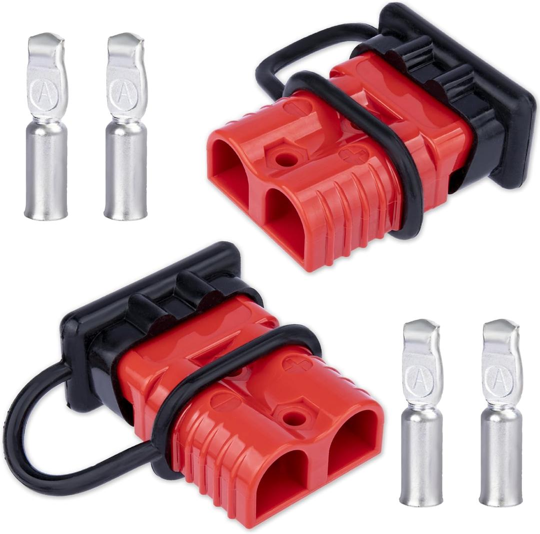 BFXM Anderson Connector 2 Pcs, 175 Amp 12v Batteries Quick Connect/Disconnect Plug Kit, Connectors for 1/0 AWG Cables, for Car Bike ATV Winches Lifts Motors More, Red
