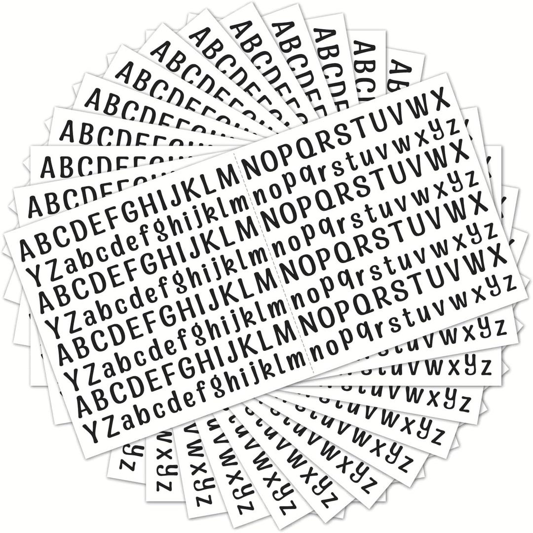 2080 Pieces 10 Sheets Letter Stickers, self-Adhesive Vinyl Waterproof Mailbox Stickers, Mailbox, Windows, Doors, Signs, Address, Enterprise (0.5 inch) (Black no Numbers)