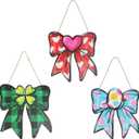 Valentine's Day Door Decoration - Valentine's Bow Decor St. Patrick's and Easter Sign Welcome Wall Signs Door Wreath Set Hanging for Home Wall Party Outdoor Indoor Supply Decor Gifts 12.2x11.8 Inch