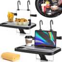 Foldable Car Seat Back Portable Tray for Food Dining Drink and Laptop, Hanging Car Steering Wheel Tray (2 Pack)