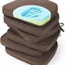 SUNROX Gel Memory Foam Chair Cushions, FadeShield Water-, Stain-Resistant Durable Reversible Seat Cushion Pads with Ties for Indoor/Outdoor Kitchen Dining Office 17"x16" Set of 6, Heather Chestnut