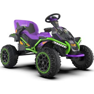 24V Ride on Toy for Big Kids, Kids' Electric Vehicles Outdoor Race Toy with 4 Strong Motors Total 300W Bluetooth Speaker and 24V 7AH Big Battery, Adjustable Seat, Electric Cars for Children 3-12 (Eva)