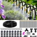 100 Ft Drip Irrigation System for Garden - Drip Irrigation Kit with 32 360°Adjustable Copper Nozzles Hose, Automatic Atomizing Plant Watering Sprinkler System for Yard, Lawn, Greenhouse, Potted
