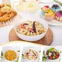 I00000 50 Pack White Plastic Bowls with Gold Rim,16 oz Disposable Soup Bowls,Premium Heavy Plastic Serving Bowls Ideal for Wedding & Party