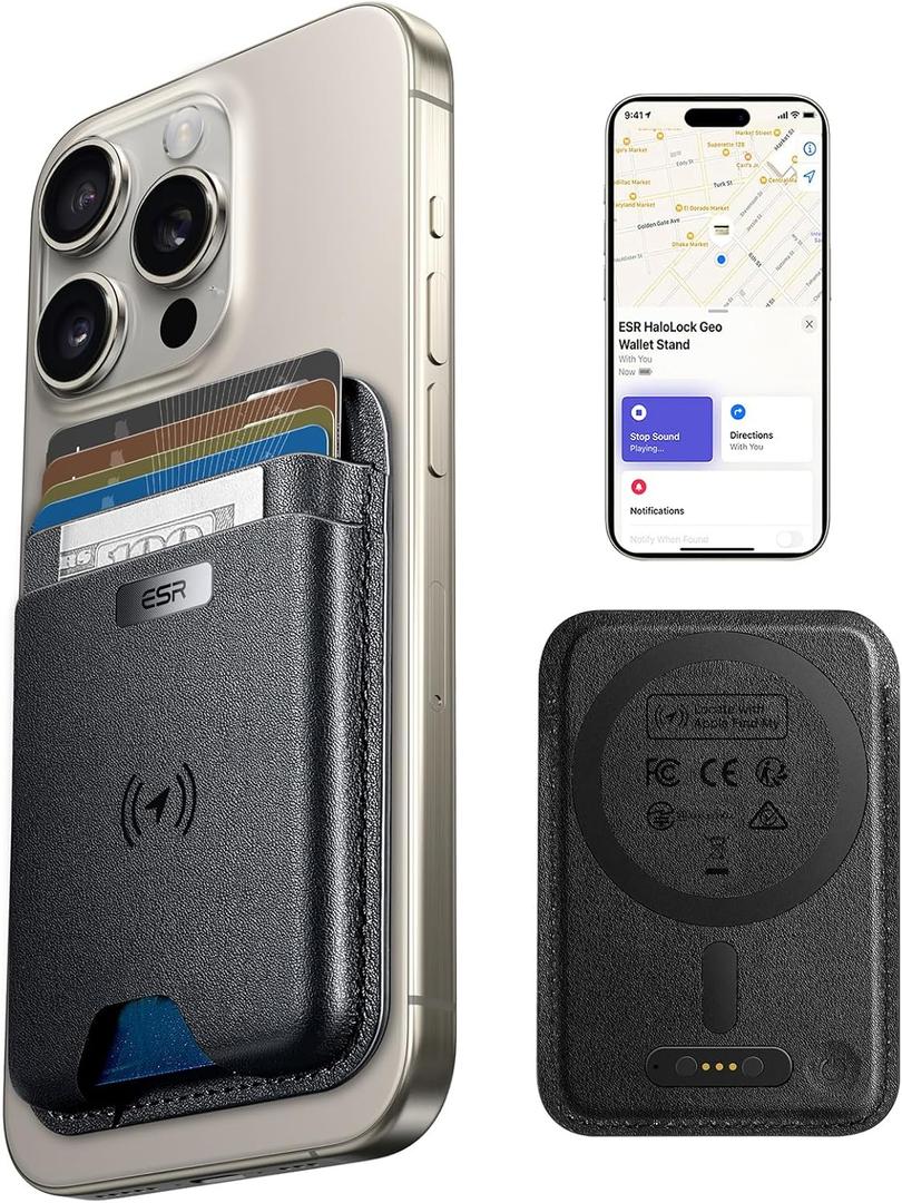 ESR for MagSafe Wallet with Find My Functionality, 5 Cards Holder, RFID-Blocking, Strong Magnetic Wallet for iPhone, for iPhone 17/16/15/14/13/12 Series, Not for 13/12 Mini, Black ESR for MagSafe Wallet with Find My Functionality, 5 Cards Holder, RFID-Blocking, Strong Magnetic Wallet for iPhone, for iPhone 17/16/15/14/13/12 Series, Not for 13/12 Mini, Black