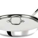 All-Clad D3 12" Stainless Steel Frying pan W/Lid, 3-Ply Stainless Steel Pan, Induction, Oven Broiler Safe 600F Skillet, Professional Cookware, Silver