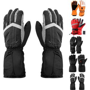 Bacrelax Heated Gloves for Men Women Rechargeable Heated Ski Gloves Touchscreen Thermal Outdoor Hiking Winter Warm Glove, M, Black