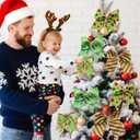 16 Pack Christmas Red Green Bows Ornaments for Tree, 6.2 Inch Xmas Glitter Dot Polyester Ribbons Wreath Bow,Decorations for Home Indoor Fence Door Railing Fireplace Garden Party Stairs Wedding Decor