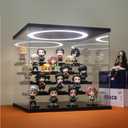 Acrylic Display Case with Adjustable LED Light, 5 Tier Clear Display Box Dustproof Showcase for Action Figures, Collectibles and Mini Toys, Assembly Display Cabinet(Black 12.512.211.8in)