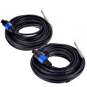2Pack 25 ft Speakon to 1/4" Male Speaker Cables, Professional 12 Gauge AWG Wire Audio Amplifier Connection Cord, DJ/PA Wire with Twist Lock.