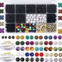 EuTengHao 715Pcs Lava Beads Stone Rock Beads Glass Beads Bracelet Making Kit with Beads Spacer Beads Bracelet Elastic String for Diffuser Essential Oils Bracelets DIY Jewelry Making Supplies