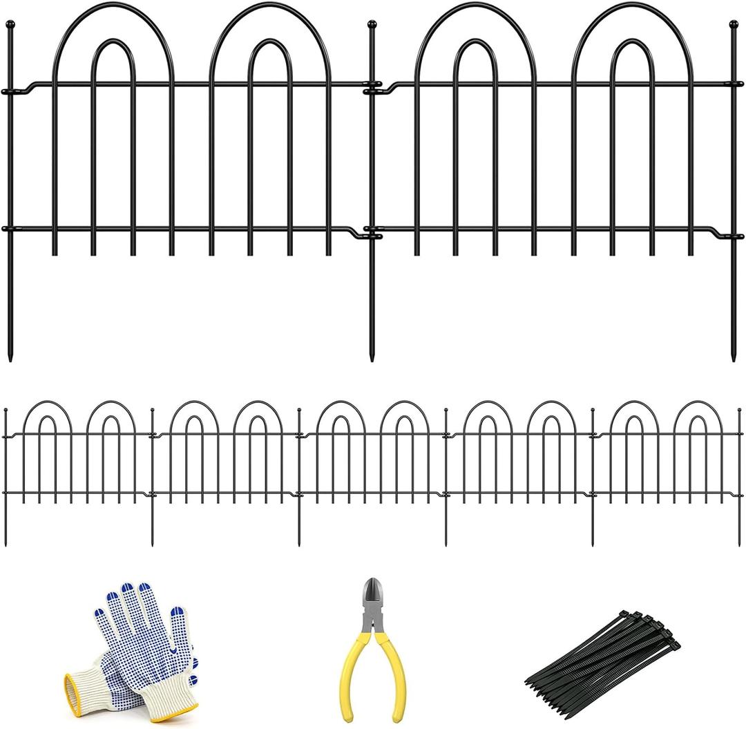 45ft x 13in Garden Fence Animal Barrier, 32 Panels Decorative Garden Fence Border, No Dig Garden Fence Panels, 1.8in Gap Rustproof Metal Stakes, Ground Defense Border Fence for Outdoor, Yard, Patio