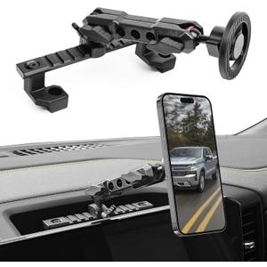 sukemichi Phone Mount for 2022 2023 2024 2025 2026 Chevrolet Silverado 1500/GMC Sierra 1500 2500 3500 HD Accessories,Dash Platform Phone Mount Magsafe Fit 13.4" Screen, Cell Phone Holder for NATO Rail