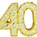 Sparkle and Bash Gold Foil Number 40 Pinata - Gold Foil Elegance for 40th Birthday Decorations - Easy-Fill Top Flap for Birthday Party - Hang & Centerpiece for Party Decor - Small - 16.5 x 3 x 13 in