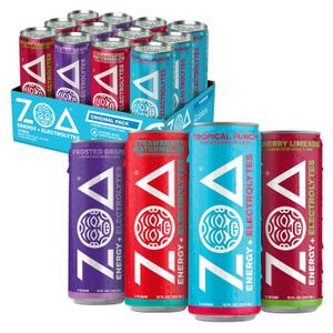 ZOA Zero Sugar Energy Drink, Variety Pack, 12 Pack, 12 Fl Oz (EXP 06/01/27)