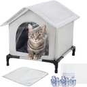 Chunful Outdoor Cat House Weatherproof Foldable Under 11 Lbs Puppy Pet House Outdoor Indoor Grey Feral Cat Shelter Insulated Pet Shelter Ventilate (Grey,16.5 * 16.5 * 16.5inch,Classic)