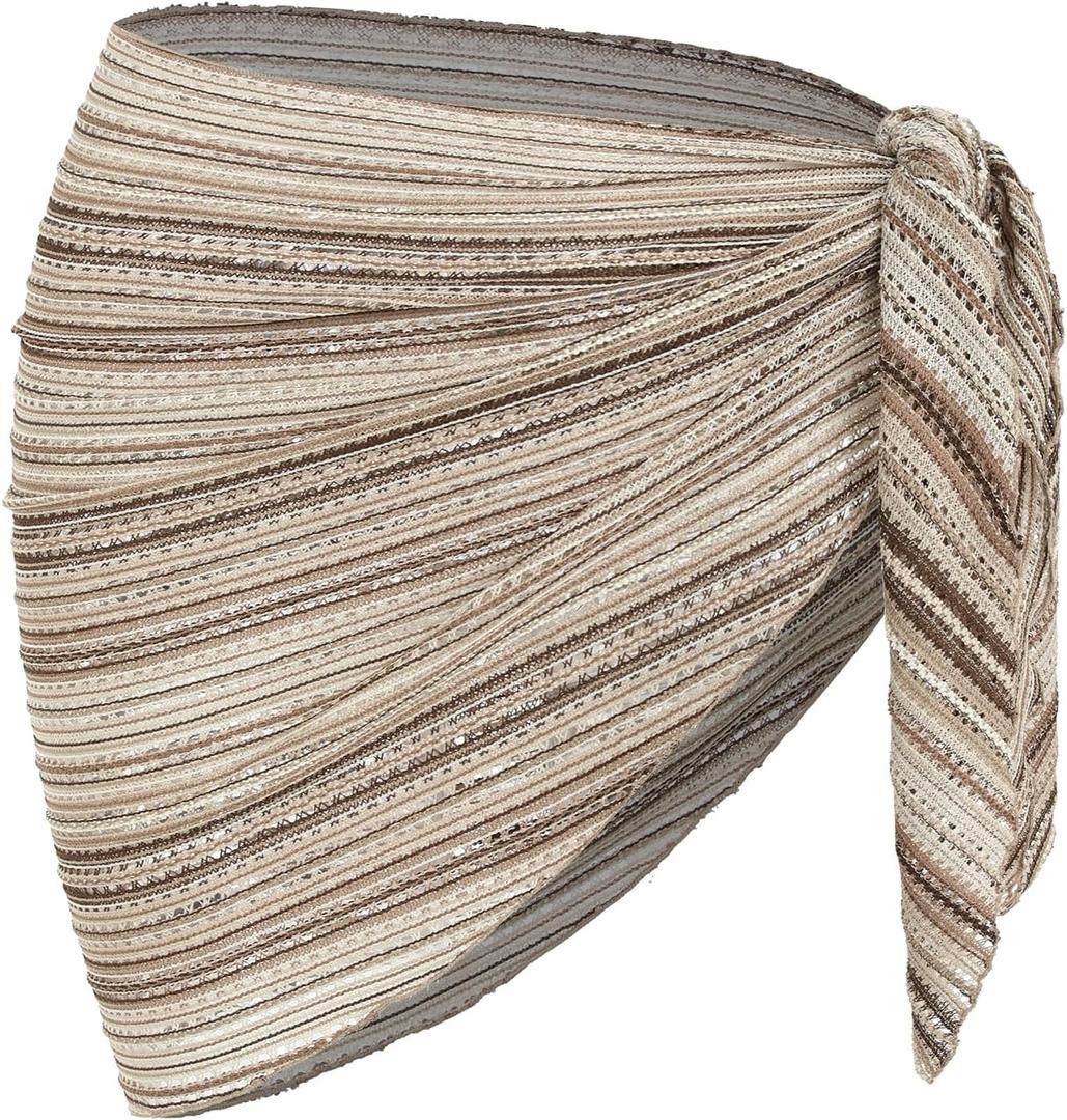 ZAFUL Sarong Coverups for Women Beach Vacation Fishnet See Thru Tie Side Bathing Suit Cover Up Mini Skirt