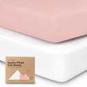 KeaBabies 2-Pack Organic Crib Sheets for Boys, Girls - 52x28 Fitted Crib Mattress Sheet Neutral, Breathable Jersey Cotton Cover for Baby Bed, Toddler Mattress, Soft & Cute Prints (Rose)