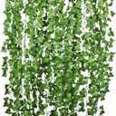 DearHouse 84 Feet 12 Strands Artificial Ivy Leaf Plants Vine Hanging Garland Fake Foliage Flowers Home Kitchen Garden Office Wedding Wall Decor, Green