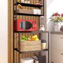 Elixo Bakers Rack with Power Outlet, coffee bar cabinet with 6 S hooks, 6-Tiers small appliances and microwave stand with storage for small apartments with motion sensor lights, Wood