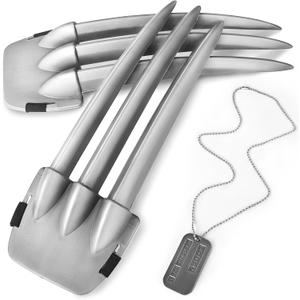 3 PCS Wolf Claws Costume Accessories, Plastic Wolf Claw Cosplay Props with Necklace for Adult Role Play, Halloween Costume & Theme Parties