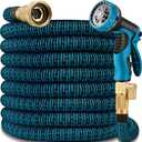 100ft Garden Hose - Water Hoses w/10 Function Spray Nozzle, 2025 New Superior Strength Flexible Hose, 3/4" Brass Connectors- Leakproof Lightweight Water Pipe for Gardening(Blue Black)
