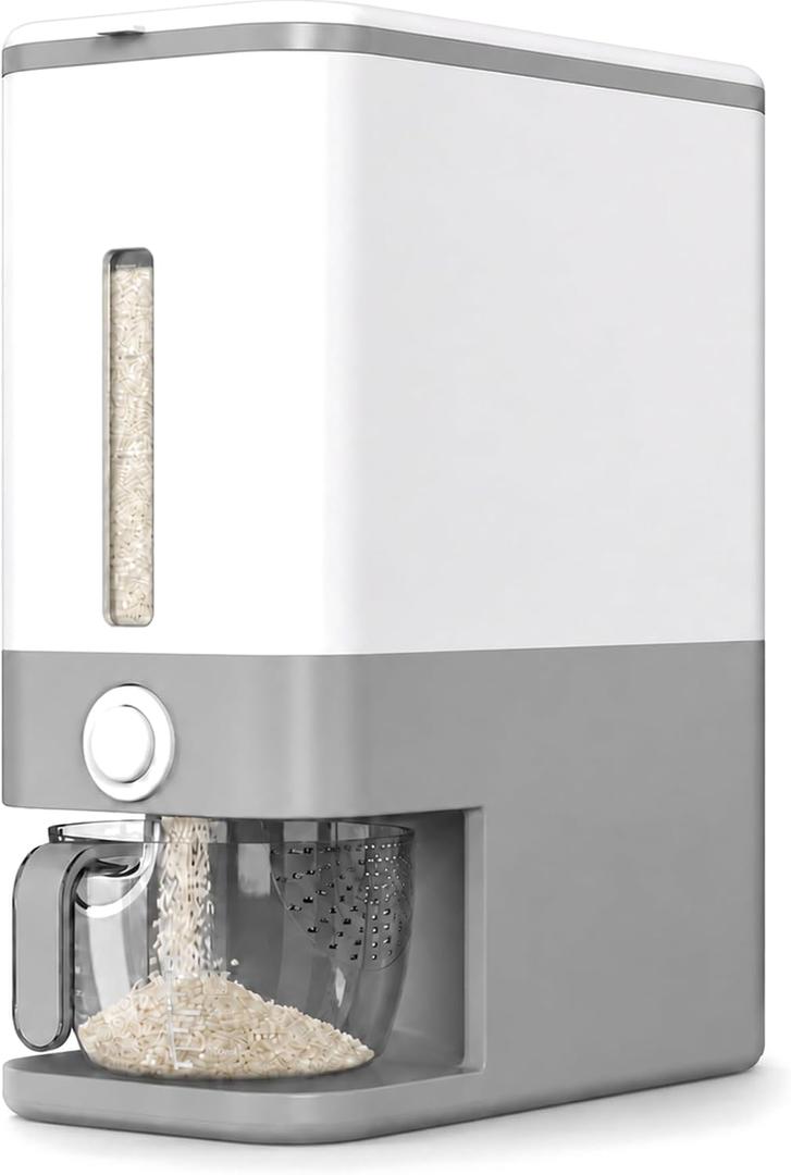 Proarea Rice Dispenser Rice Container 25 Lbs with Measuring Cup, XX-Large Holds 25 lbs
