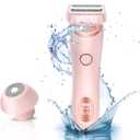 Electric Shaver Razors for Women 2-in-1 Electric Razor for Womens Legs Underarm Face Hairs,Wet Dry Use Rechargeable Bikini Trimmer Hair Removal with Detachable Head,Painless IPX7 Waterproof Pink