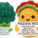 Mom Sister Gifts for Mothers Day Friends Birthday Gift for Women Men, Mini Positive Taco Emotional Inspirational Support Handmade Knitted Crochet Animals Christmas Stocking Idea Cute Desk Decor 3 Pack