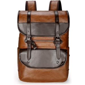Jahomieo Vintage Leather Backpack For Men, Fit 15.6" Laptop Backpack Waterproof, for Casual Work Weekend Travel Daypack