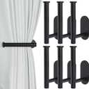 Groleca 6 Pack Adhesive Curtain Holdbacks Curtain Tie Backs Curtain Holdbacks No Drill Curtain Pull Backs Adhesive Curtain Hooks Curtain Holders for Drapes (6, Black)