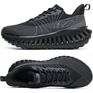 GSLMOLN Wowen Walking Shoes Casual Shoes Breathable Walking Sneakers for Workouts Cushioned Flexible Womens Shoes Training Fashion Sneakers (8-8.5, Black)