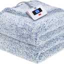 SEALY Electric Blanket Full Size, Soft Sherpa Heated Blanket Single Control with 10 Heating Levels & 1 to 12 Hours AutoOff Settings OverHeated Protection 80"x84" Machine Washable, Blue