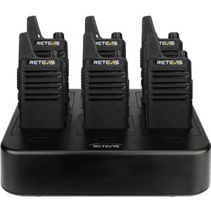 Retevis RT22 Walkie Talkies Rechargeable Hands Free 2 Way Radios Two-Way Radio(6 Pack) with 6 Way Multi Gang Charger
